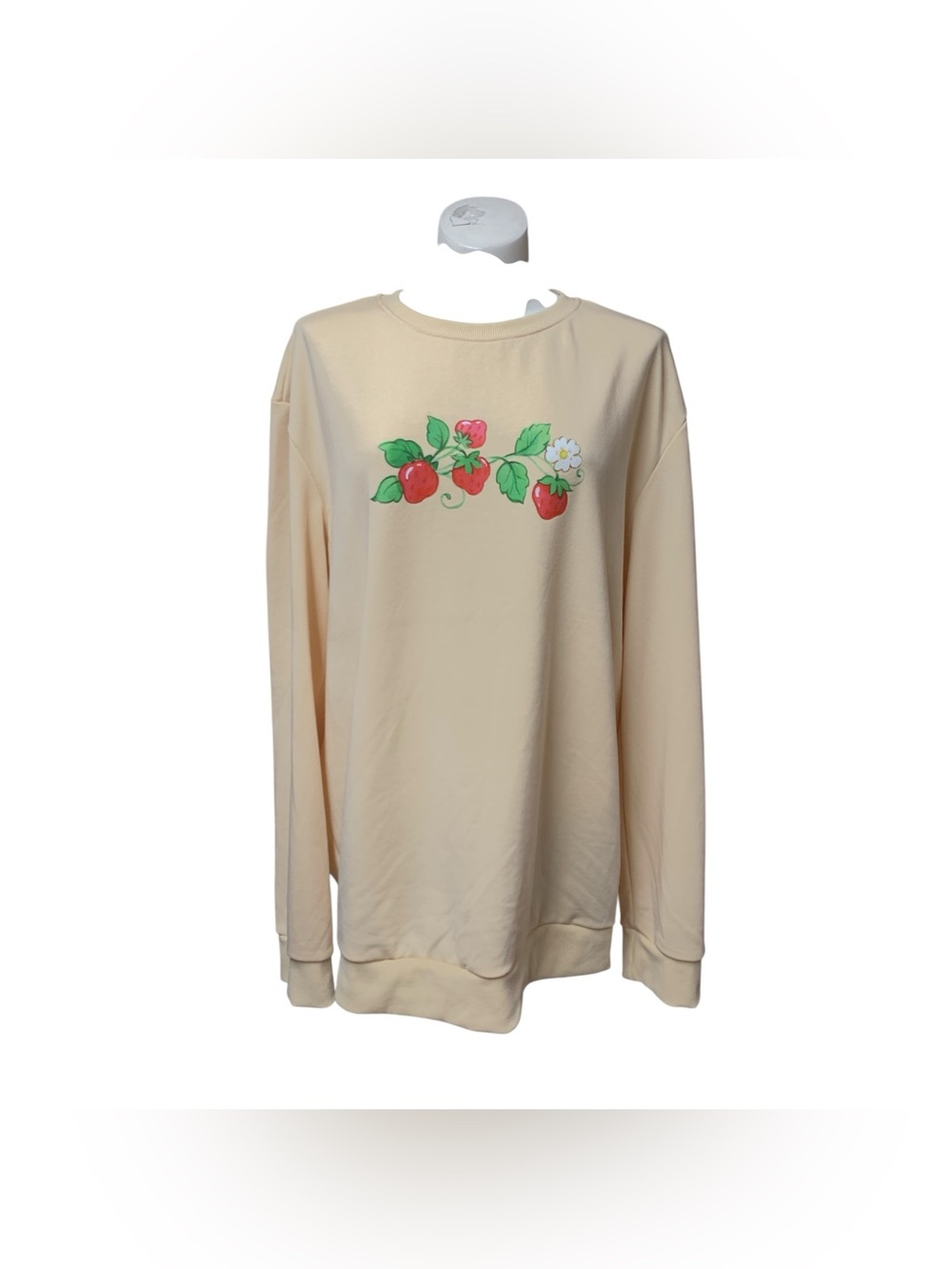 Cream Strawberry Graphic NWT Sweatshirt - Size Xl